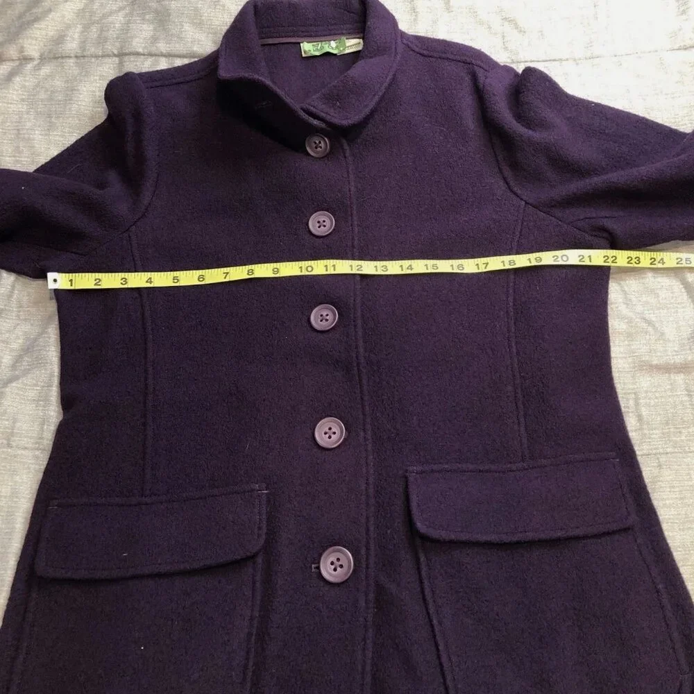 LL Bean PXL Petite XL Jacket unlined Italian boild 100% wool Barn Coat Bellandi - Picture 9 of 12